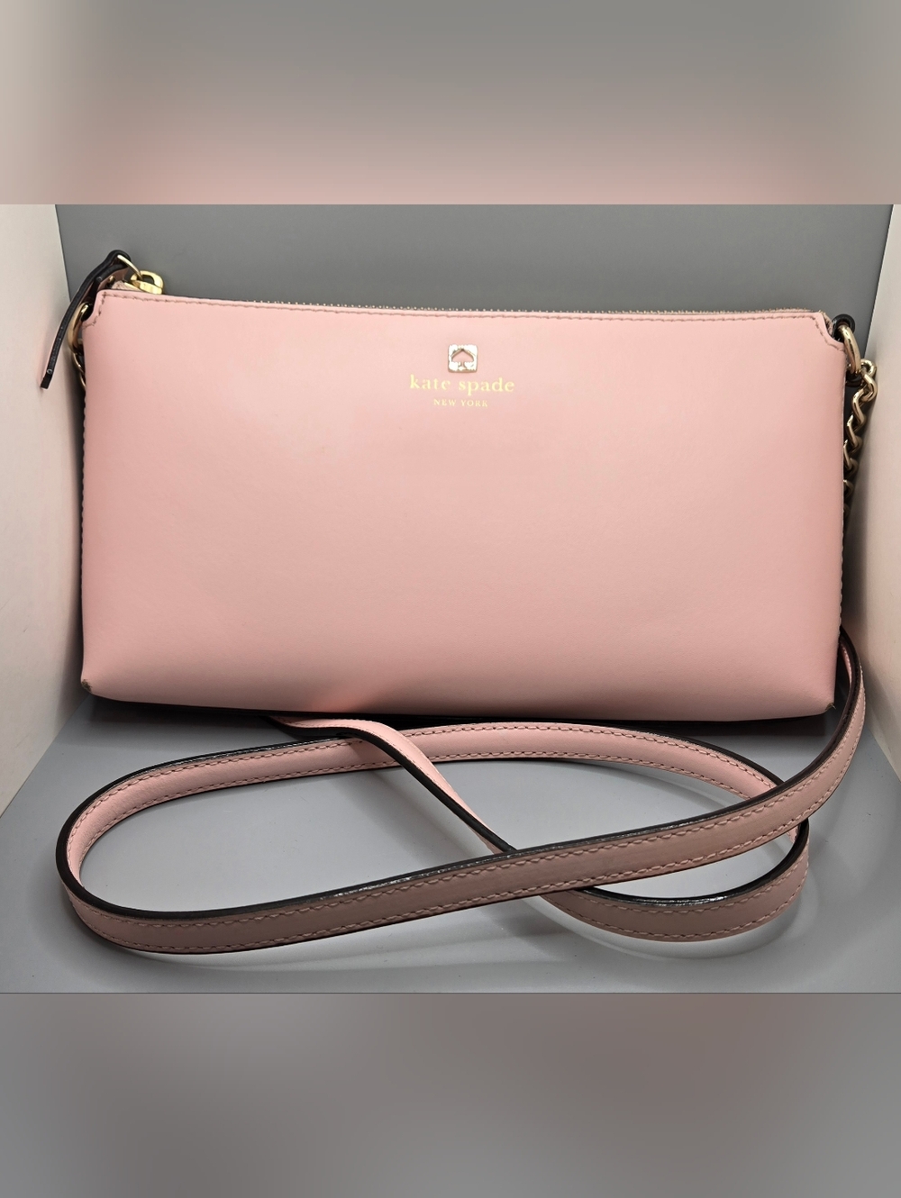 Kate Spade New York Pink Leather Crossbody Bag Gold Tone Hardware